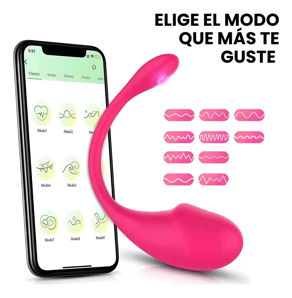 Estimulador Vibrador Intimo Multifrecuencia Bluetooth Rosa